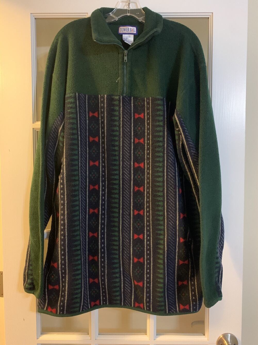 Tower bay VTG 90s patterned fleece pullover long sleeve retro sweatshirt men XLT